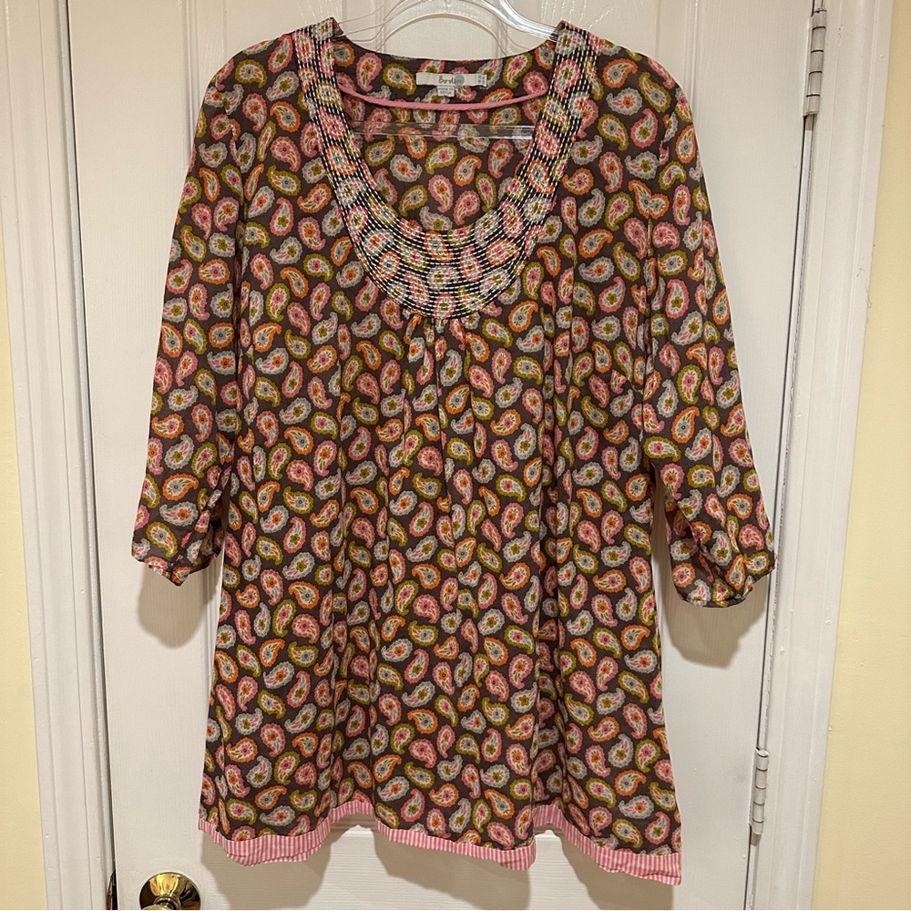Boden Toulon Paisley Floral Printed Tunic Top Blouse Size 16